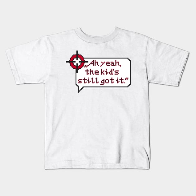 Resident Evil Carlos Oliveira Quote Pixel Art Kids T-Shirt by AlleenasPixels